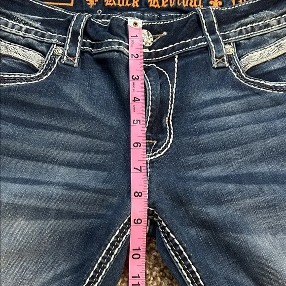 Rock Revival Women's Dark Blue Boot Cut Jeans with Contrast Stitching - Picture 7 of 8